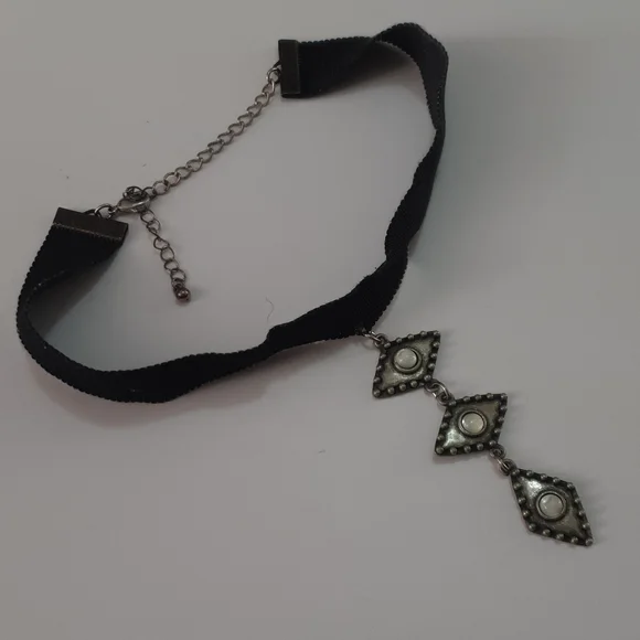 Long pendant adjustable choker boho black/grey - Picture 5 of 14